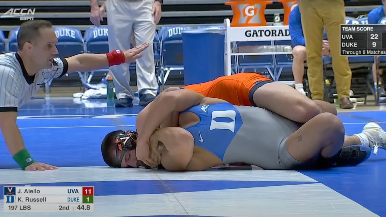197lbs Jay Aiello (Virginia) tech fall Kaden Russell (Duke)
