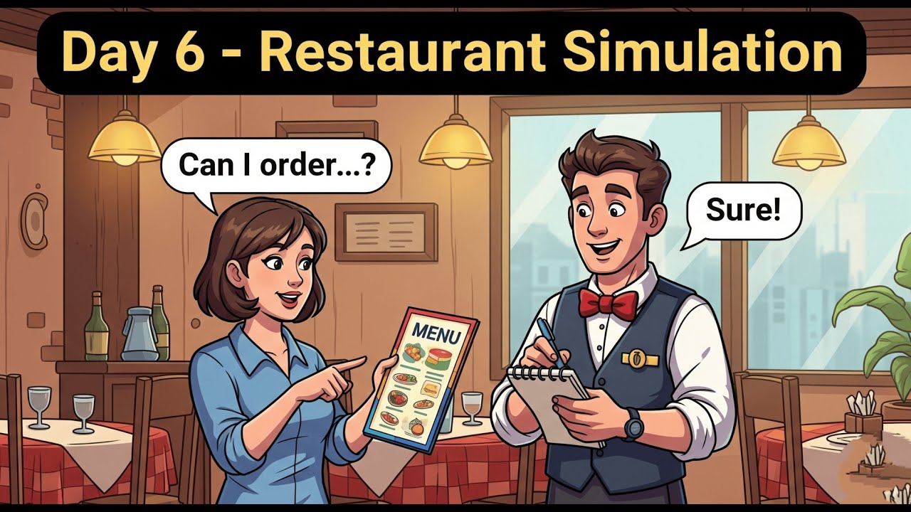 Day 6 | English Speaking Practice – Ordering Food at a Restaurant Simulation