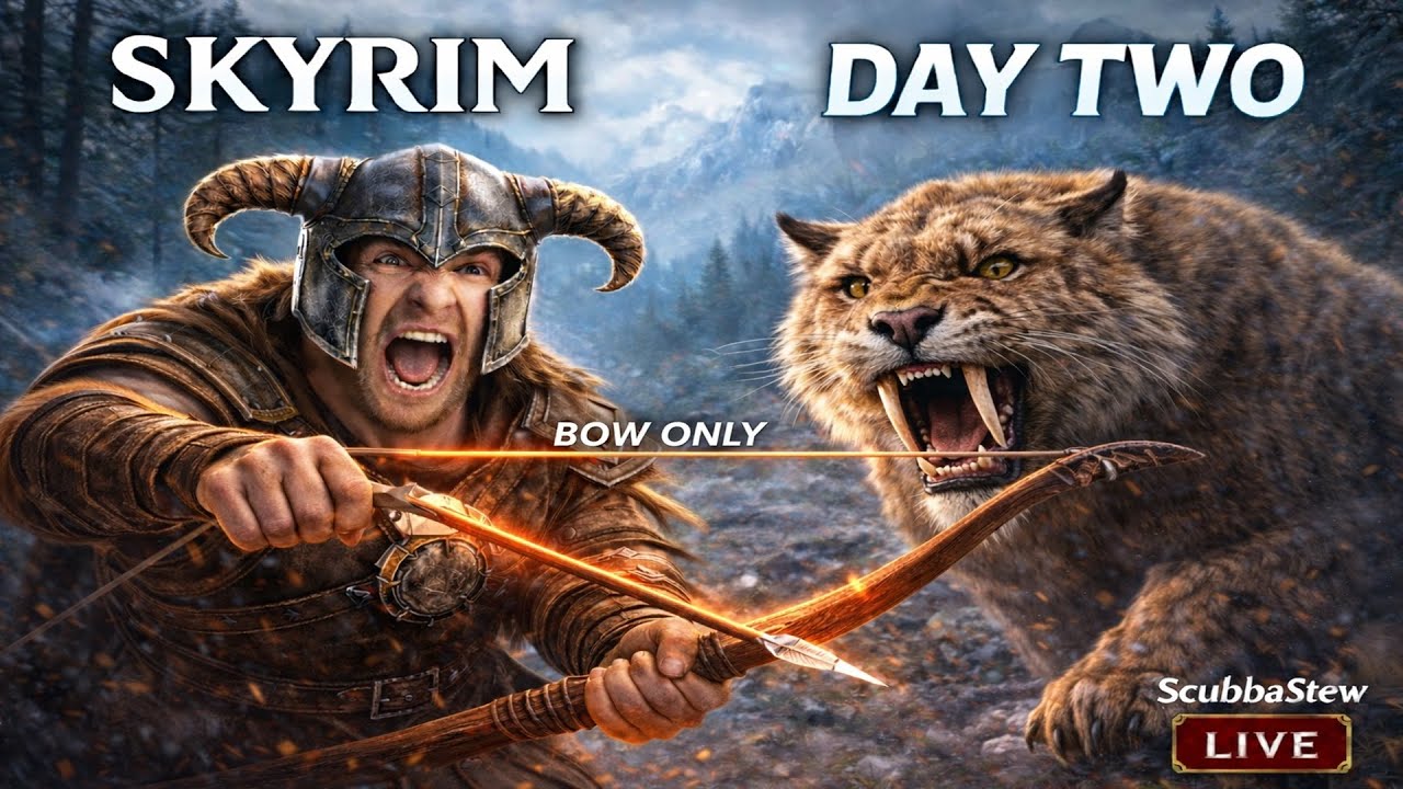 SKYRIM – DAY TWO | Bow Only Build & Fastest Bow Hunt (LIVE)