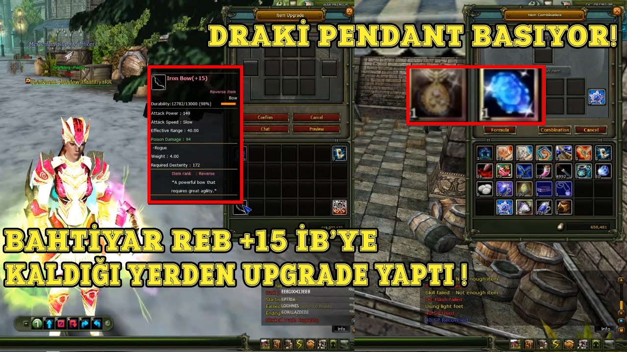 BAHTİYARR - REB +15 İB'YE UPGRADE YAPIP DRAKİ PENDANT BASIYOR | BİR G&Uuml;NDE EFSANE K&acirc;R ! Knight Online
