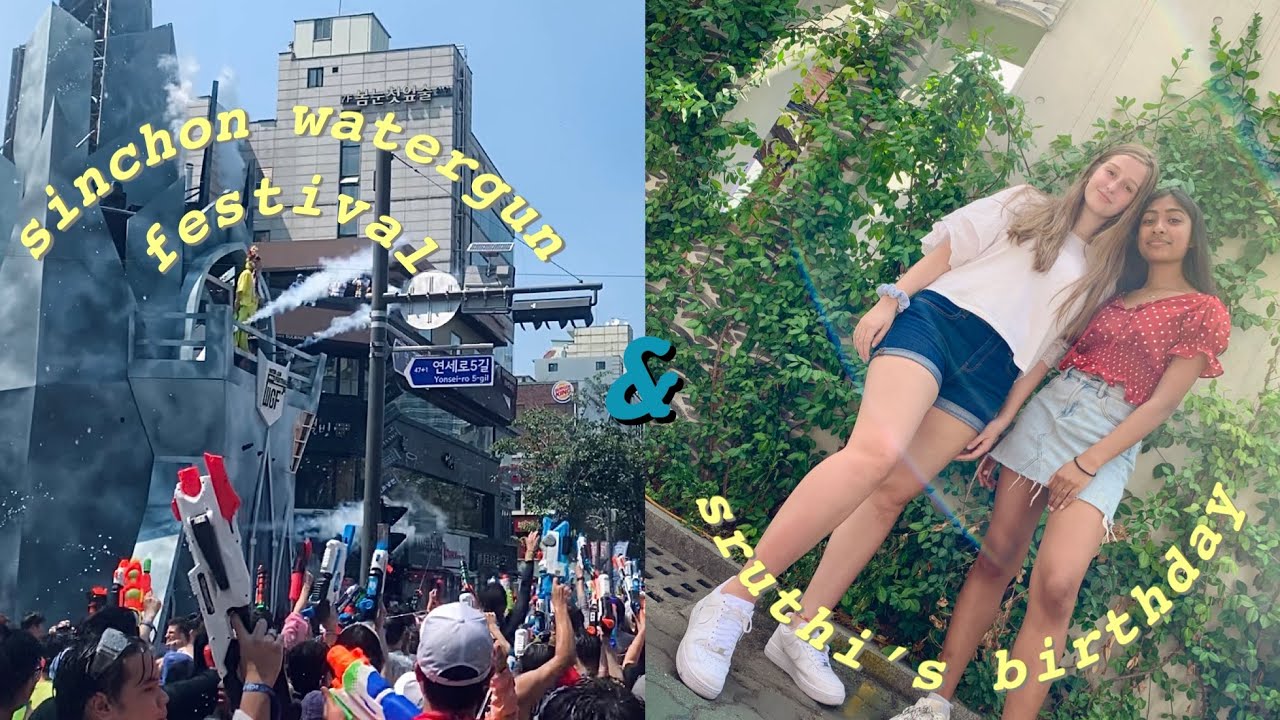 {nsliy korea vlog #4} sinchon watergun festival, sruthi’s bday, and spiderman