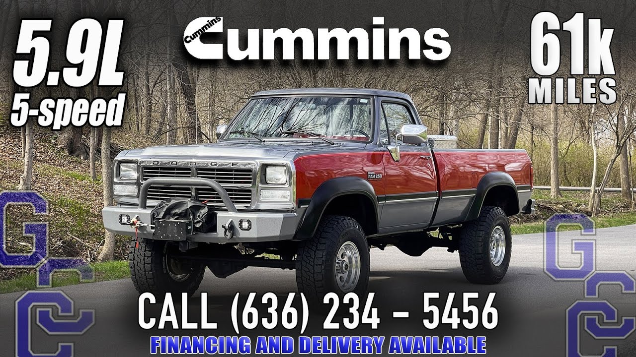 Stick Shift 5.9 Cummins For Sale: 1991 Dodge Ram W-250 4x4 Diesel 5-speed With Only 61k Miles