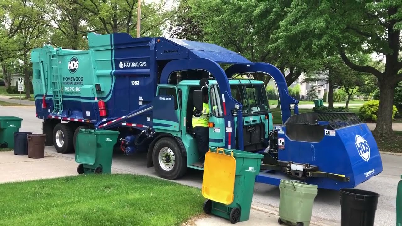 Homewood Disposal Garbage Trucks- New Grill Autocars Vs. Random Cans