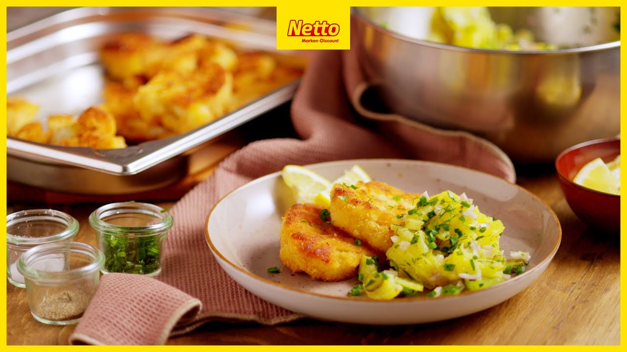Schnitzel Rezept I Blumenkohl-Schnitzel mit Kartoffelsalat I Aufwand: Mittel I NETTO
