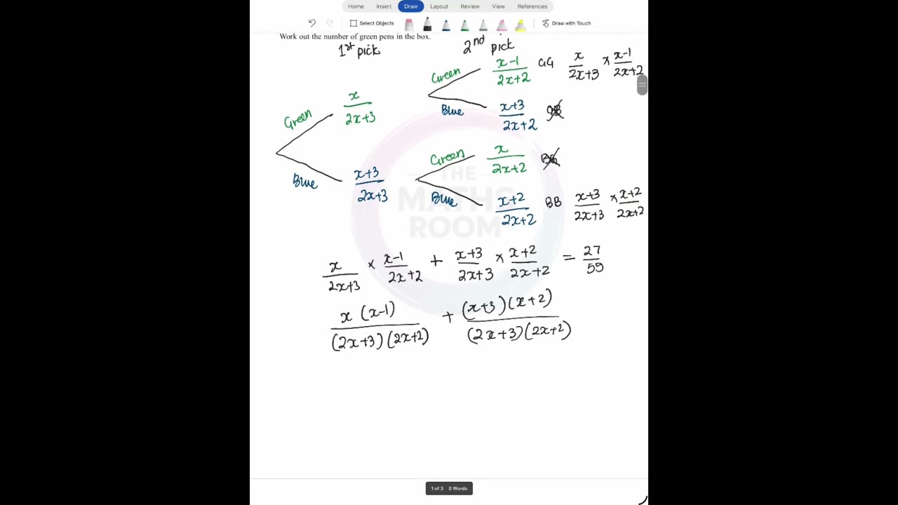 GCSE Higher probability exam question 