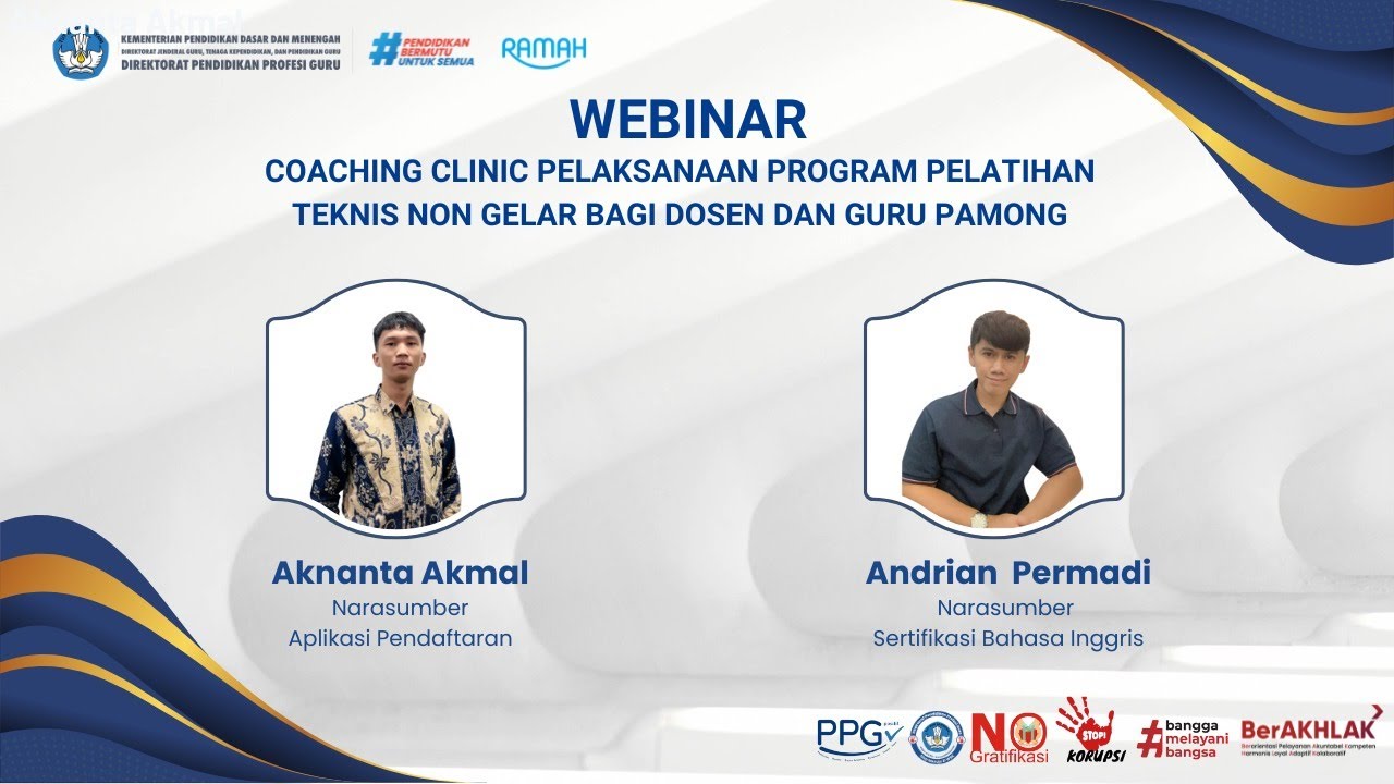 Webinar Coaching Clinic Pelaksanaan Program Pelatihan Teknis Non Gelar bagi Dosen dan Guru Pamong