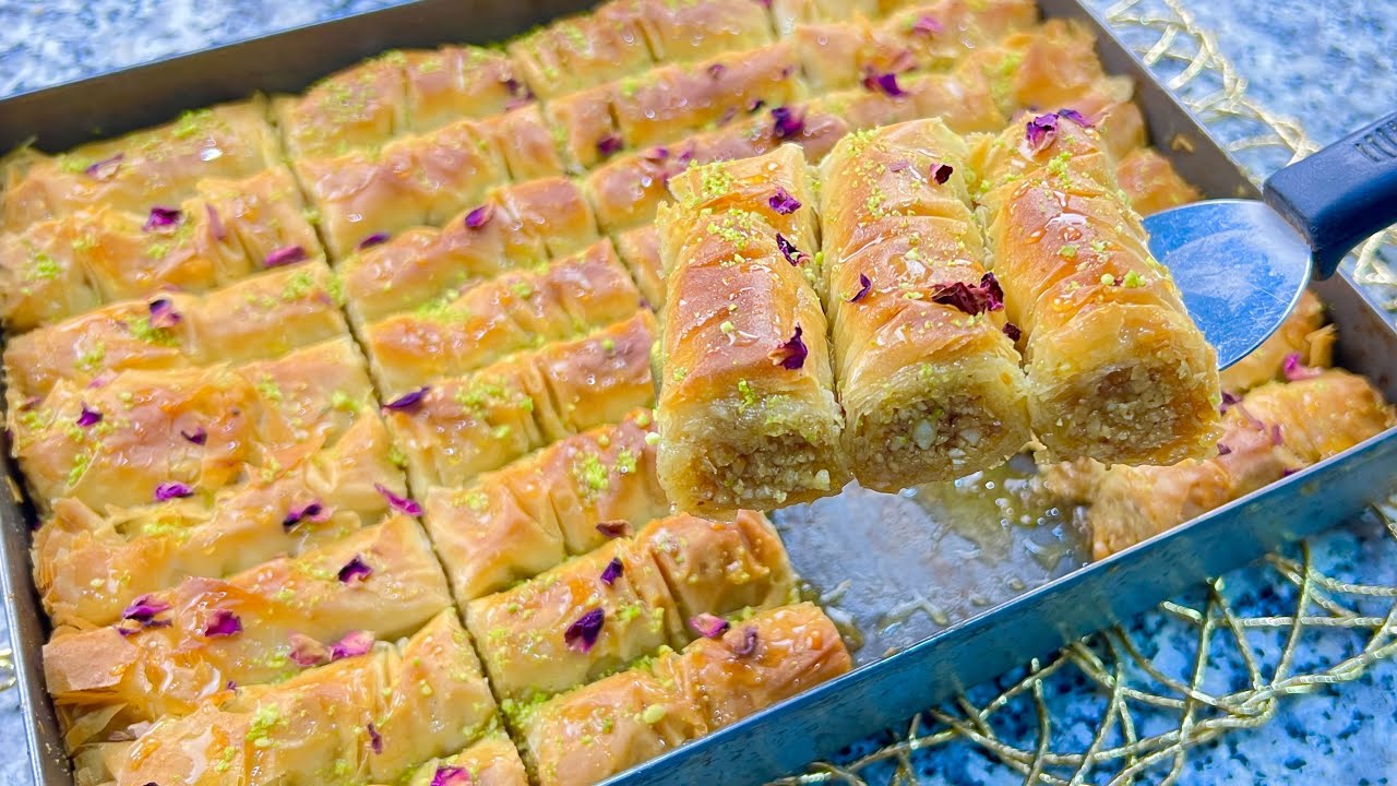 اسرع واسهل بقلاوة تركية 😍بعجينة الفيلو مقرمشة ومعسلة للقلب اصابع البقلاوة