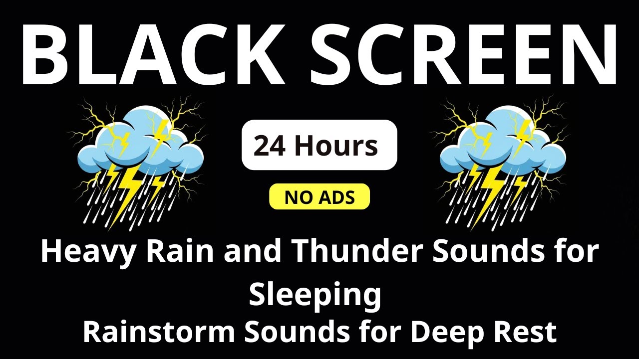 🔴 Heavy Rain and Thunder Sounds for Sleeping – Black Screen | Rainstorm Sounds for Deep Rest