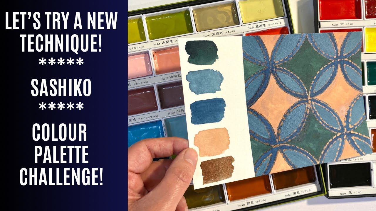 🎨 Colour Palette Challenge / New Technique - ‘Sashiko’ - Let’s Have Some Fun! 🎨