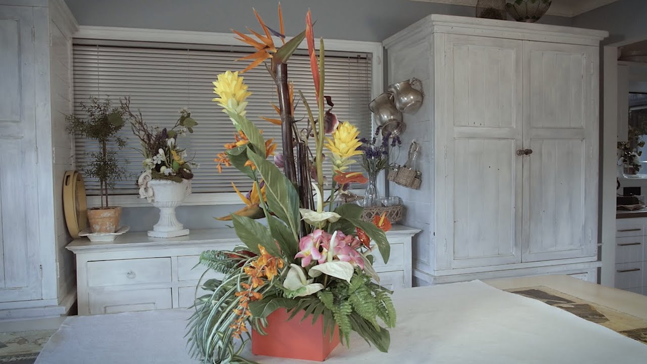 Artificial Tropical Flower Arrangement Floristry Tutorial