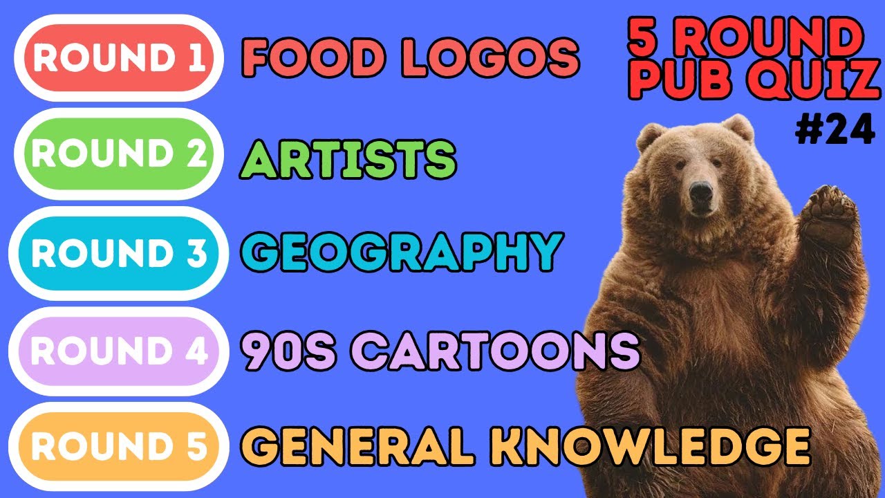 The 5 Round Pub Quiz | Food Logos, Artists, Geography, 90s Cartoons & General Knowledge (24)