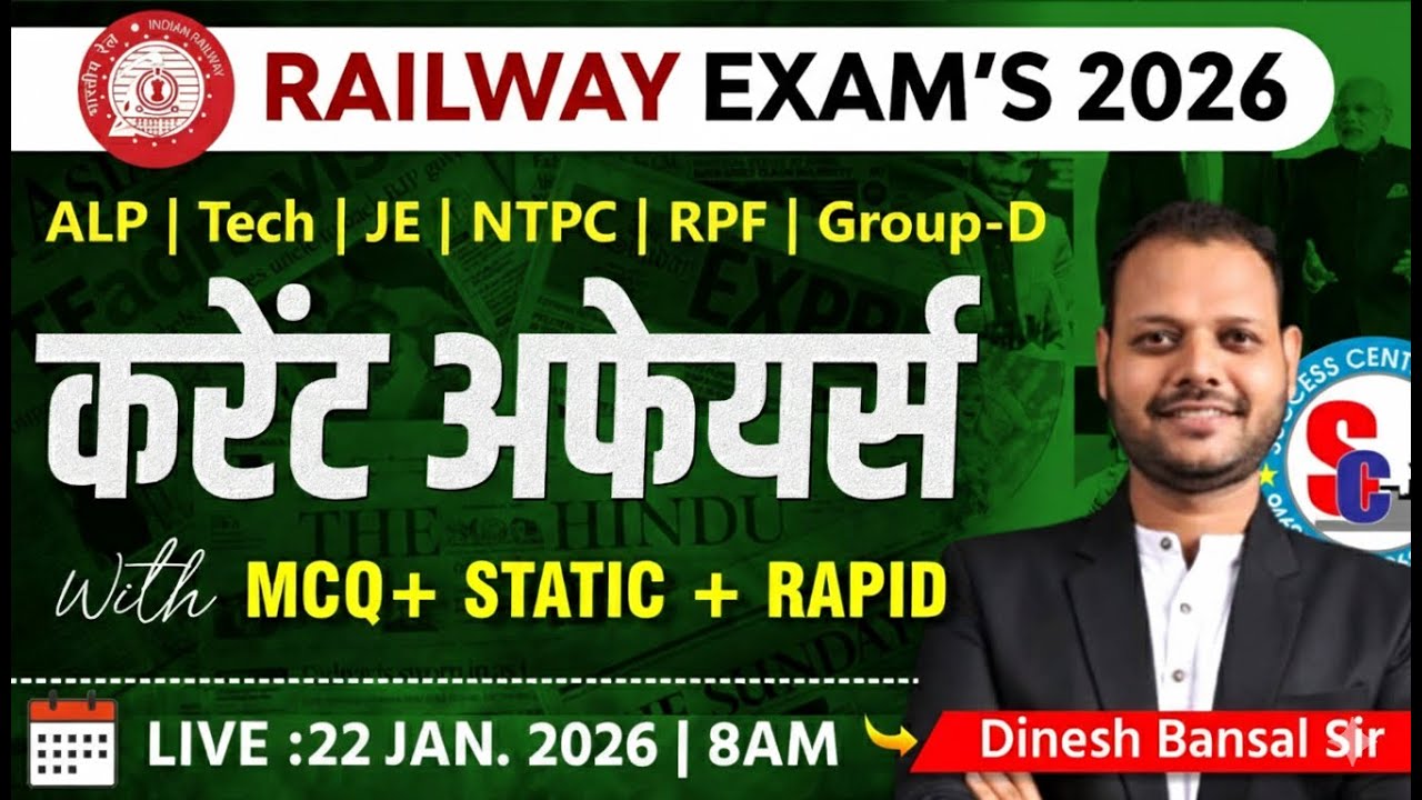 Railway Current Affairs | 22 January 2026 | Current Affairs Today | Current Affairs For Railway