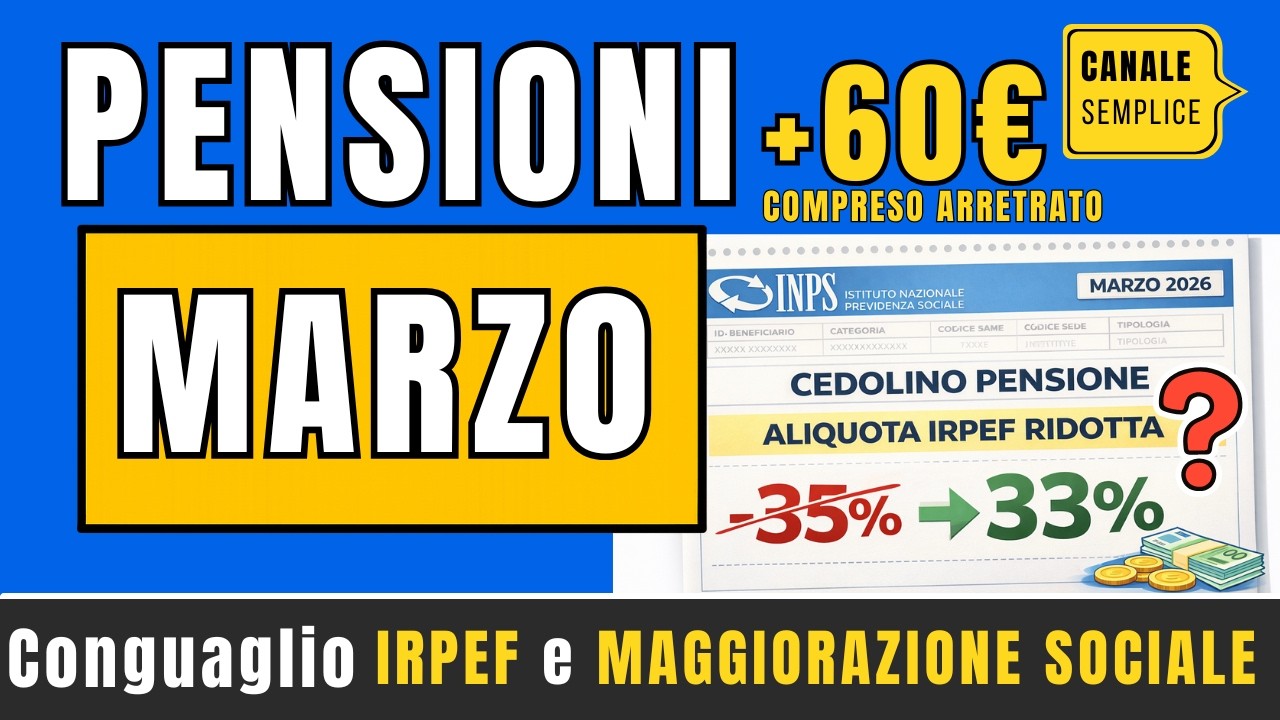🔴 PENSIONI MARZO 2026 | ARRETRATI 40&euro; 💶 - QUANDO PAGANO? NOVIT&Agrave; CEDOLINO , RIFORMA IRPEF? Red INPS