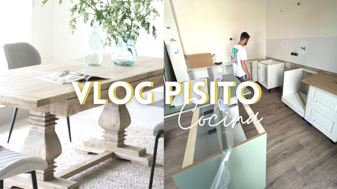 VLOG PISITO I ANTES Y DESPUÉS COCINA, diseñamos una mesa para el comedor!