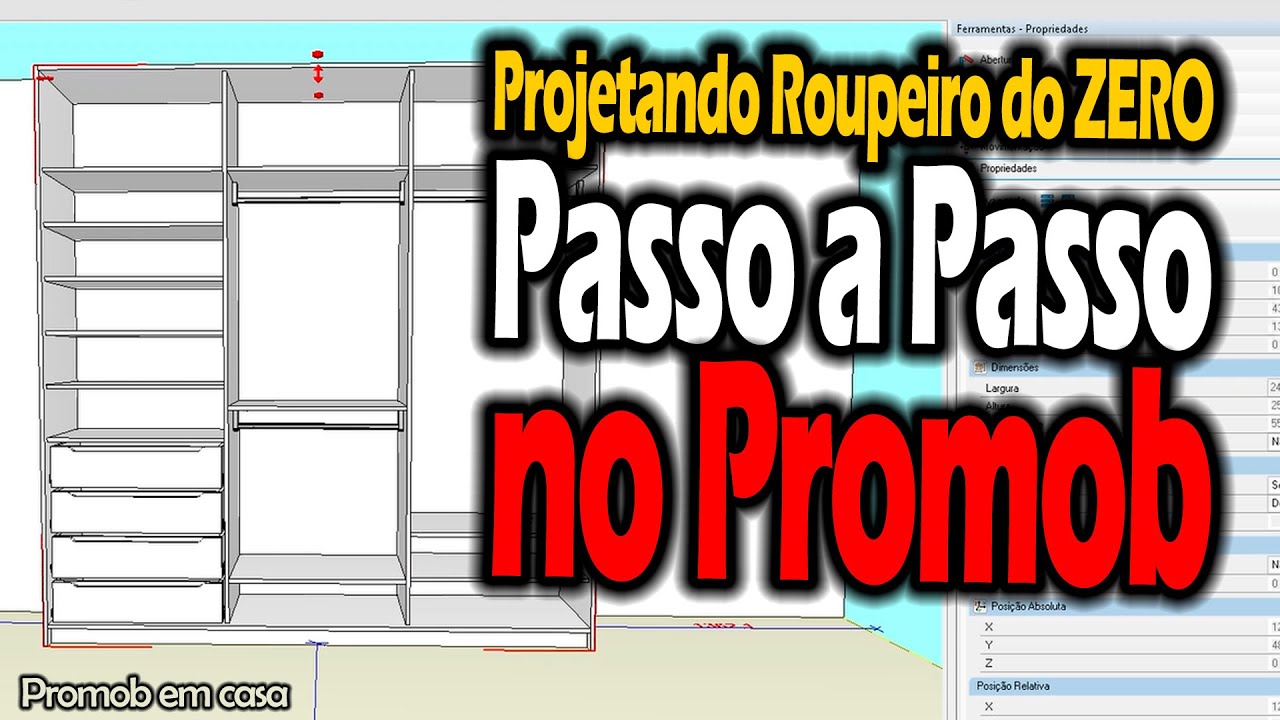 PROJETANDO GUARDA-ROUPA DO ZERO NO PROMOB Passo  a Passo - Curso Promob em Casa