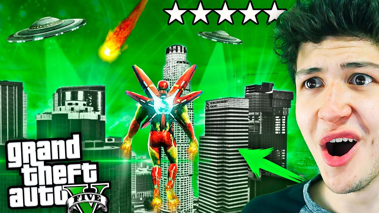 SOBREVIVIENDO a una INVASIÓN ALIEN como IRON MAN en GTA 5! (Mods)