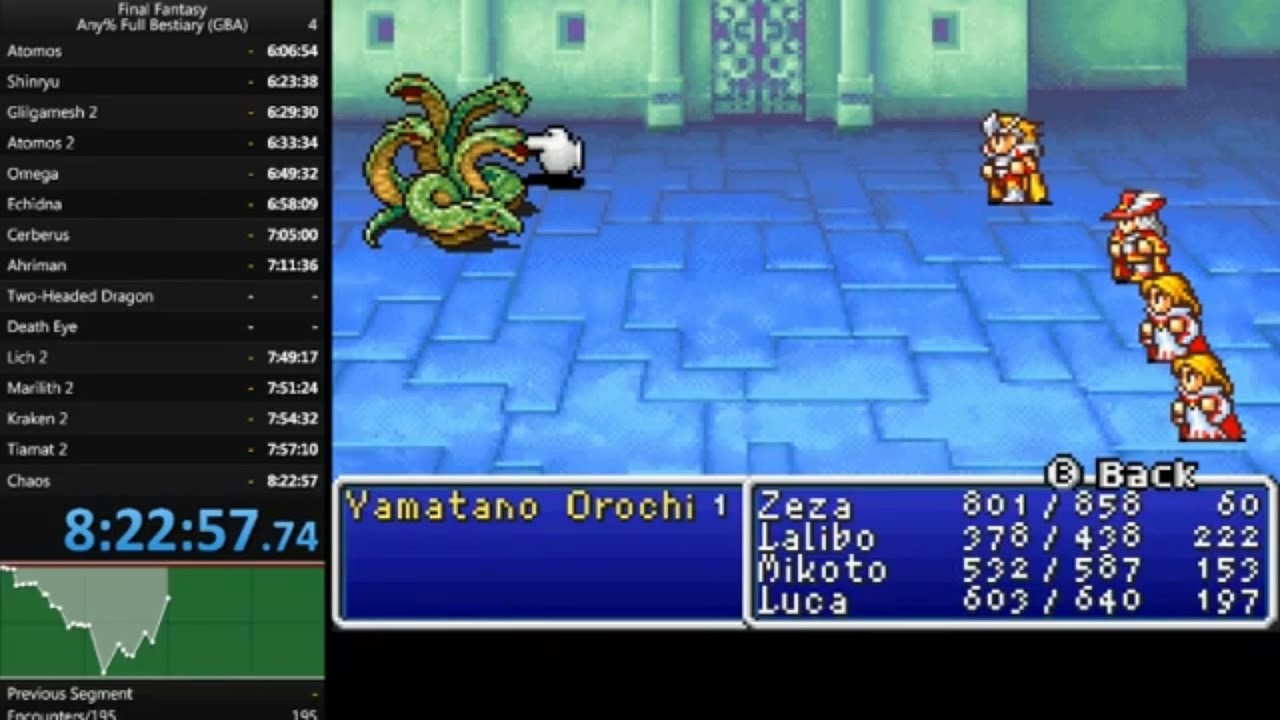 Final Fantasy 1 any% Full Bestiary (GBA) speedrun - 8:22:57 (WR)