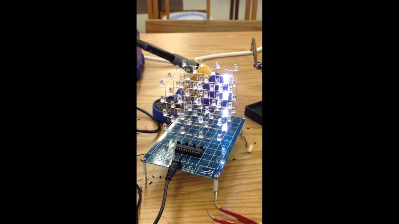 3D LED cube from Kip Kay Kits made at Lowell Makes