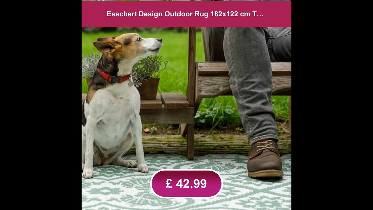 Esschert Design Outdoor Rug 182x122 cm Tiles Green and White