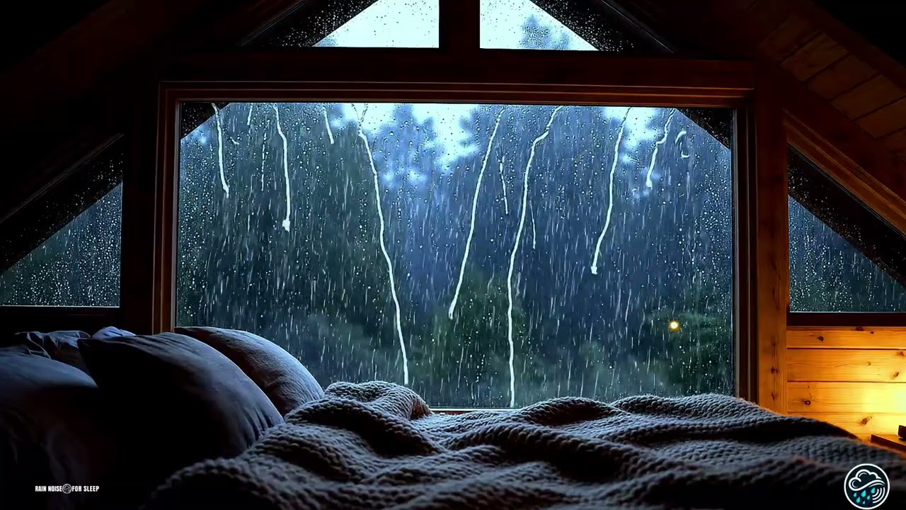 Forest Rain Sounds for Deep Sleep | Cozy Cabin Bedroom, Rain on Window at Night