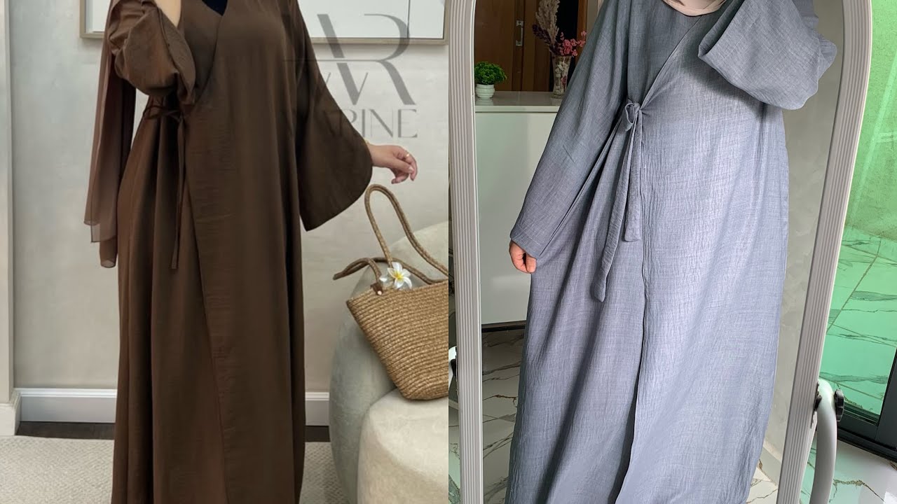 تفصيل وخياطة فستان عباية كروازي الموديل الأكثر طلبا بحزام جانبي