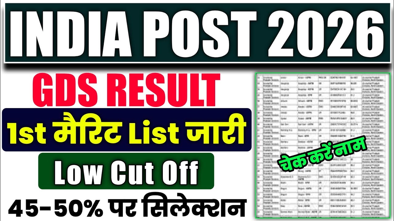 GDS Result 2026 | Gds Merit List 2026 | GDSMerit List 2026 Kab Aayegi | Gds 1st Merit List Jari Pdf