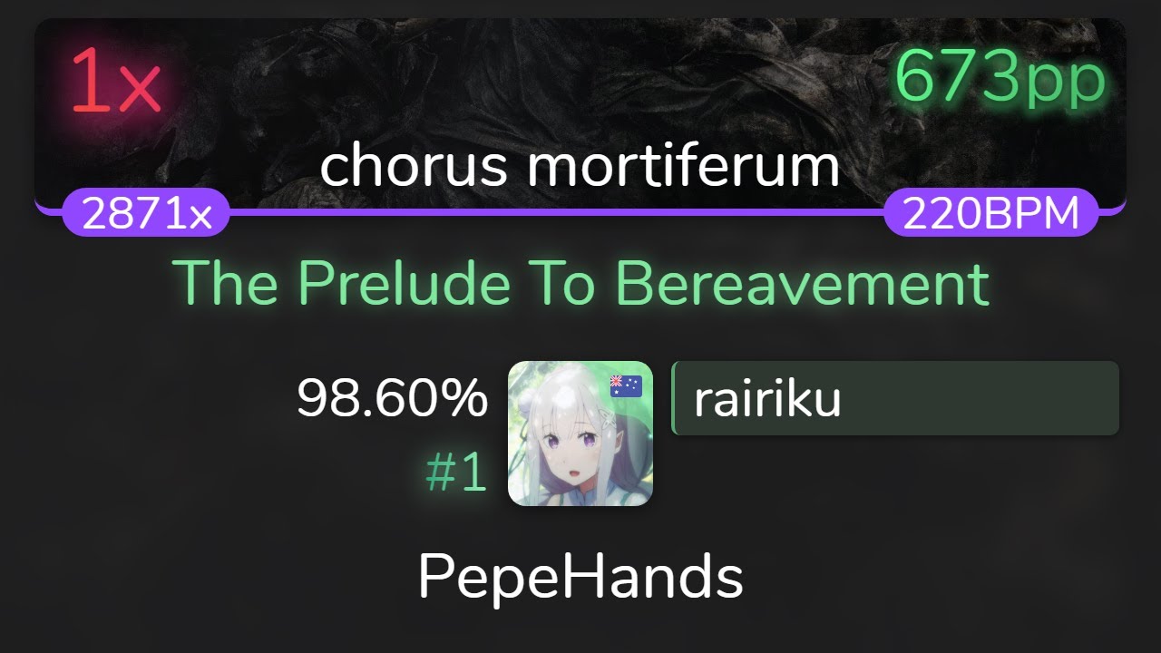rairiku | Shadow Of Intent - The Prelude To Bereavement [chorus mortiferum] 98.60% {#1 673pp 1❌}