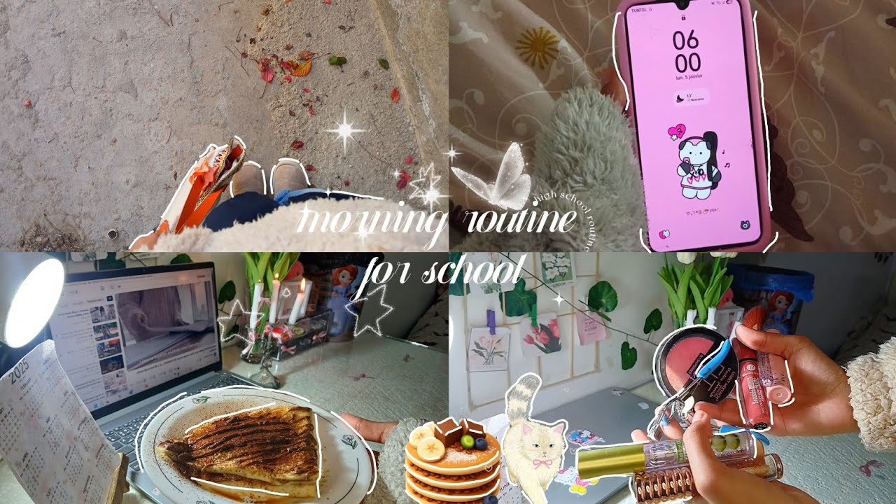روتين صباحي منجز من 6 صباحا 🌄 📚my morning routine for school 🍒✨️