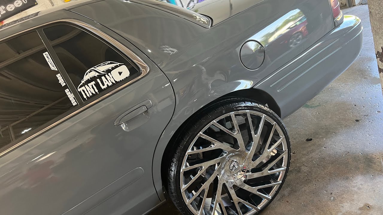 “NARDO GREY” PAINT ON THE CROWN VIC WITH 26’s AZARA RIMS