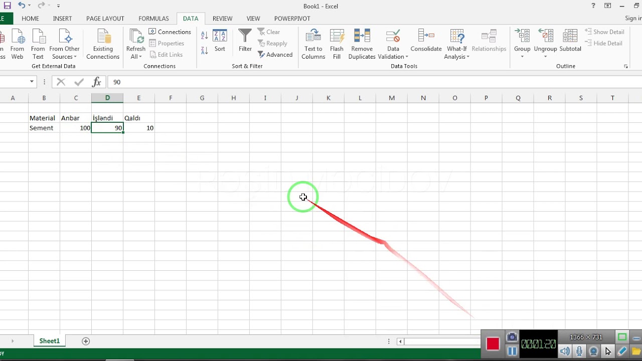 EXCEL PROQRAMINDA XANAYA QADAĞA QOYMAQ (DATA VALIDATION)