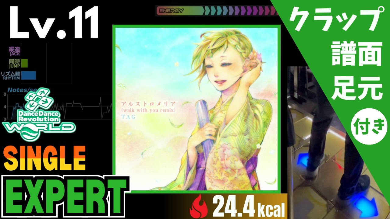 【DDR WORLD】Lv.11 アルストロメリア (walk with you remix)（ESP）【譜面＋足元＋クラップ】