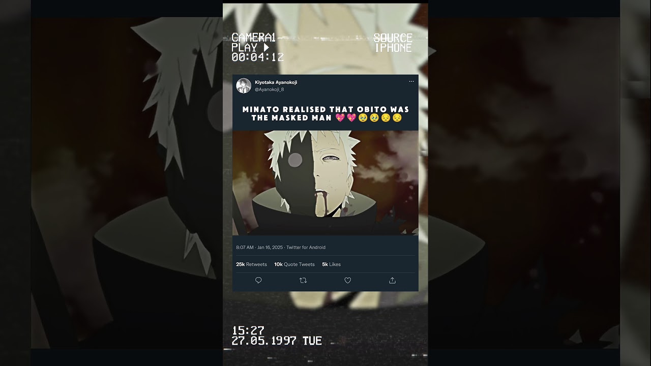 Minato Realised That obito was the masked man 💖💖🥹🥹😔😔 | #anime #narutoshippuden #obito #sad #shorts