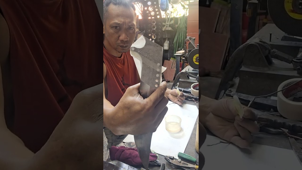 Engraving  a knife markings 