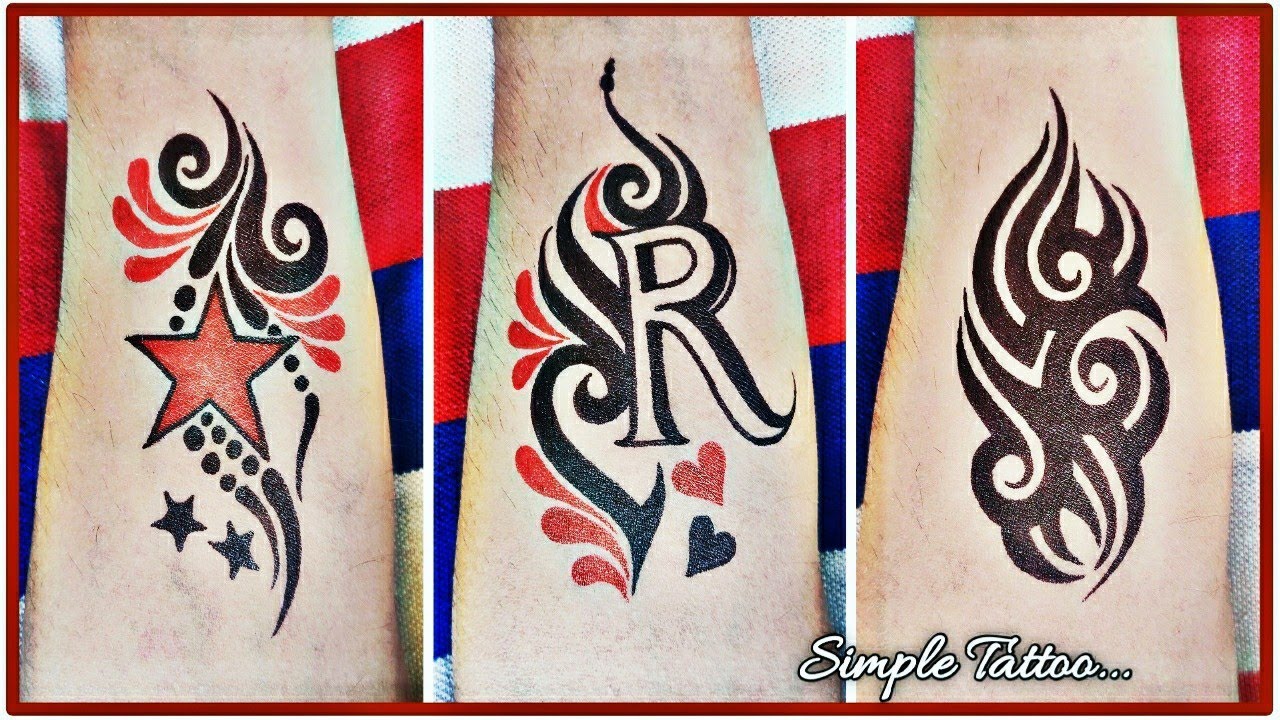 Beautiful star , R letter and a simple tribal tattoo | how to make temporary tattoos🖋️