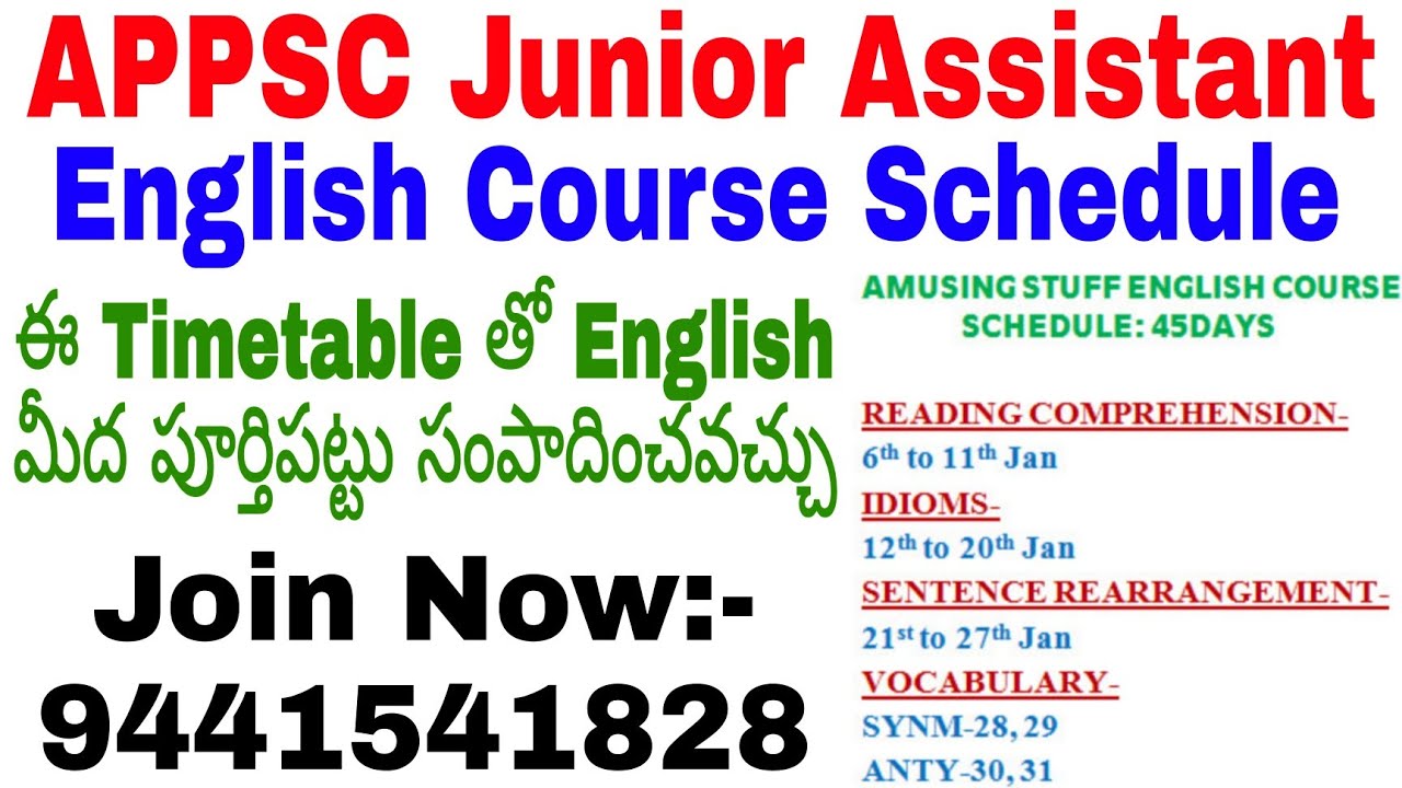 APPSC Jr.Assistant English Schedule, Preparation Strategy| Course Details| Group-4 Test Series