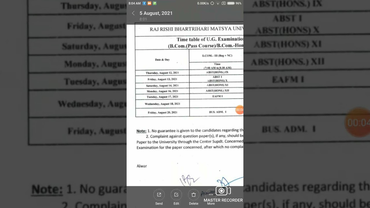 Rrbmu time table 2021