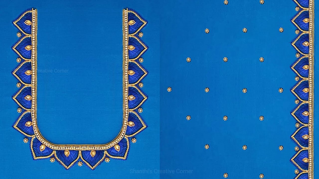 Most Beautiful & Easy Aari Work Blouse Design Using Normal Needle #EasyHandWorkBlouseDesigns