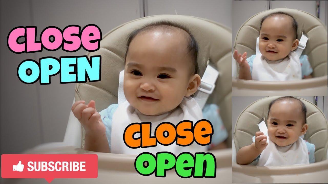 8-month-old baby learns how to close and open hands