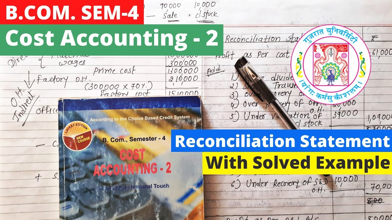 Reconciliation Statement with Solved Example Cost Accounting 2 B.Com SEM 4