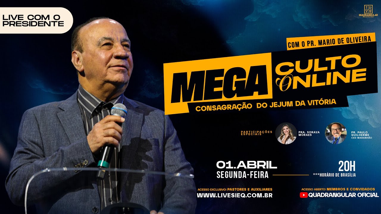 Mega Culto online com o Pastor Mário de Oliveira