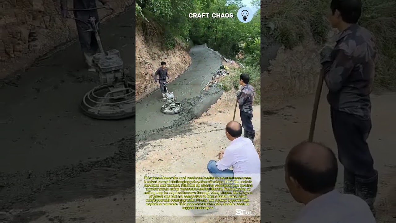 Rural road construction process in mountains