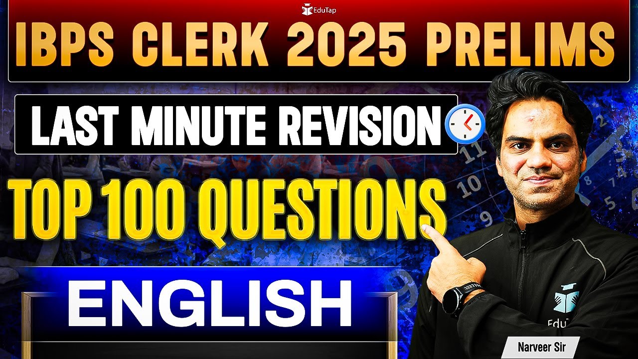 IBPS Clerk Prelims 2025 English Classes | IBPS Clerk English Questions Practice & Preparation