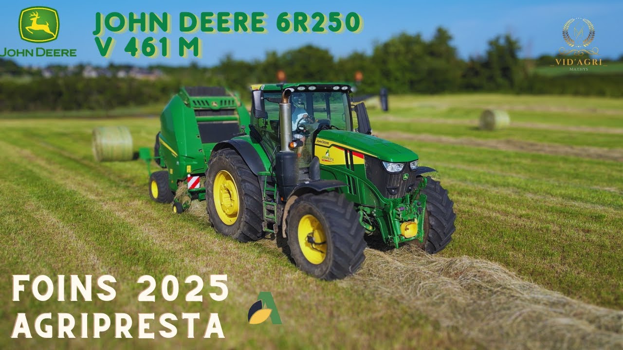 Foin 2025 - John Deere 6R250 & V 461 M - AgriPresta - Bretagne