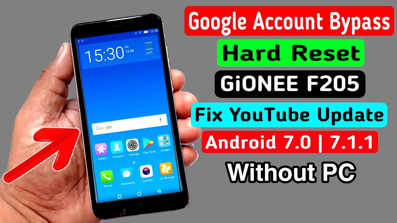 GiONEE F205 Hard Reset & Google/FRP Bypass|Fix YouTube Update |ANDROID 7.1.1 Without PC