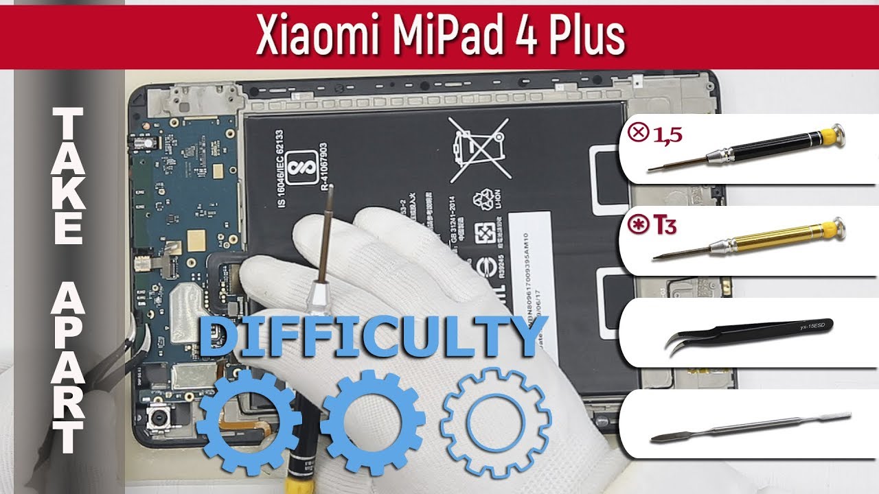 Как разобрать 📱 Xiaomi MiPad 4 Plus M1806D9W Разборка и ремонт