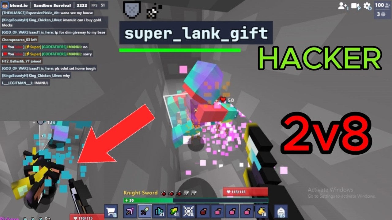 Bloxd.io Survival Hole pvp Got a lot of enchnated Diamond Armour :D ( 2v8 ) + Killed so many hacker