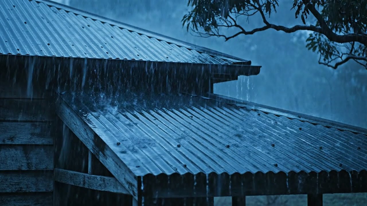 Goodbye Stress within 3 Minutes to Fall Asleep Fast with Heavy Rain & Thunder on a Tin Roof at Night