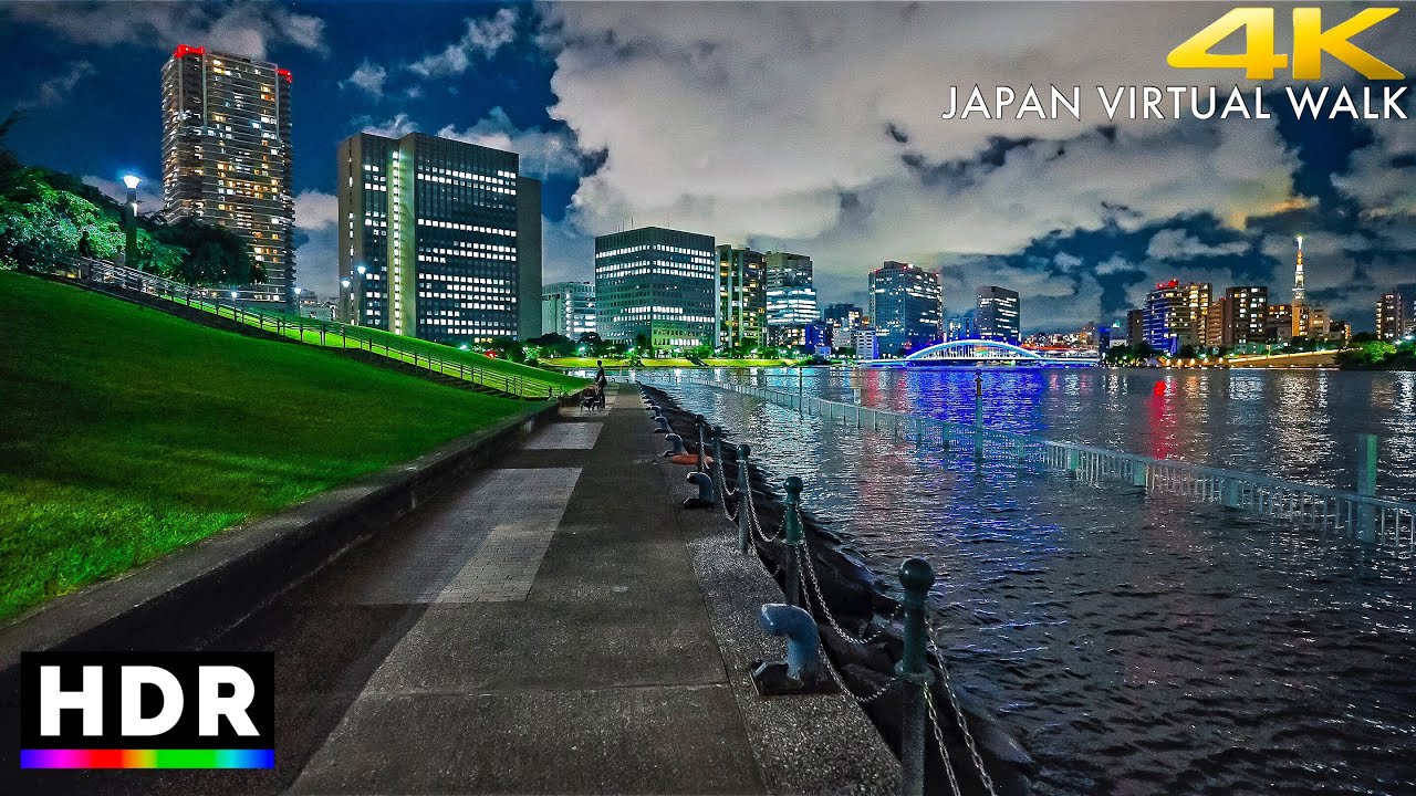 Japan - Tokyo bay waterfront evening walk &bull; 4K UHD