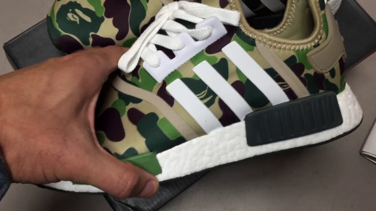 Human race NMD, Bape NMD camo green
