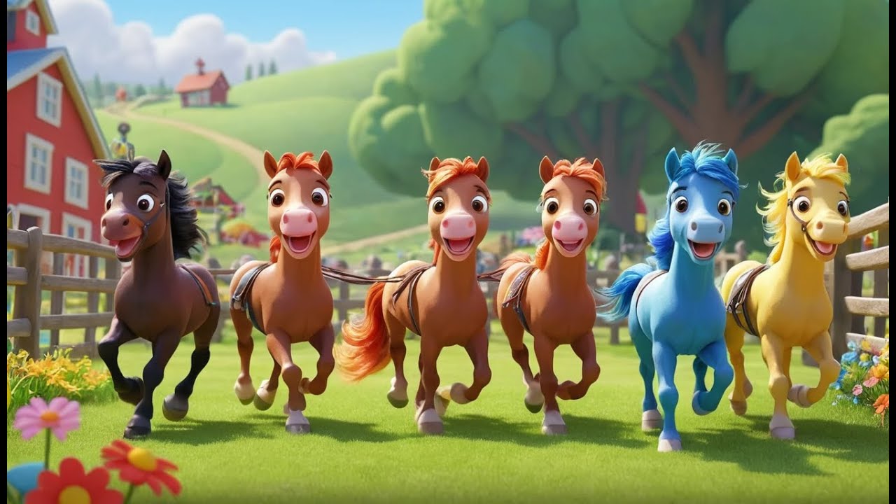 Vier Kleine Speelgoedpaardjes Draven, Draven | Paardenliedje & Kinderliedjes